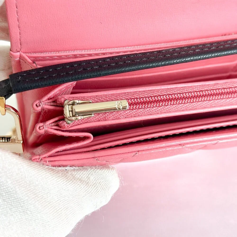 Chanel Classic Flap Wallet Pink Leather - Picture 11 of 16